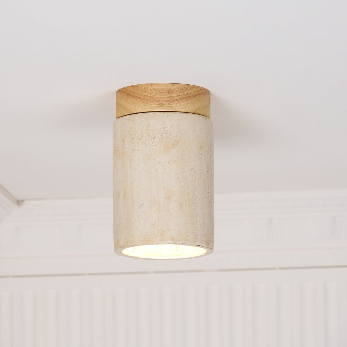 Aurnorira Lampe Plafonnier Cylindrique en Travertin