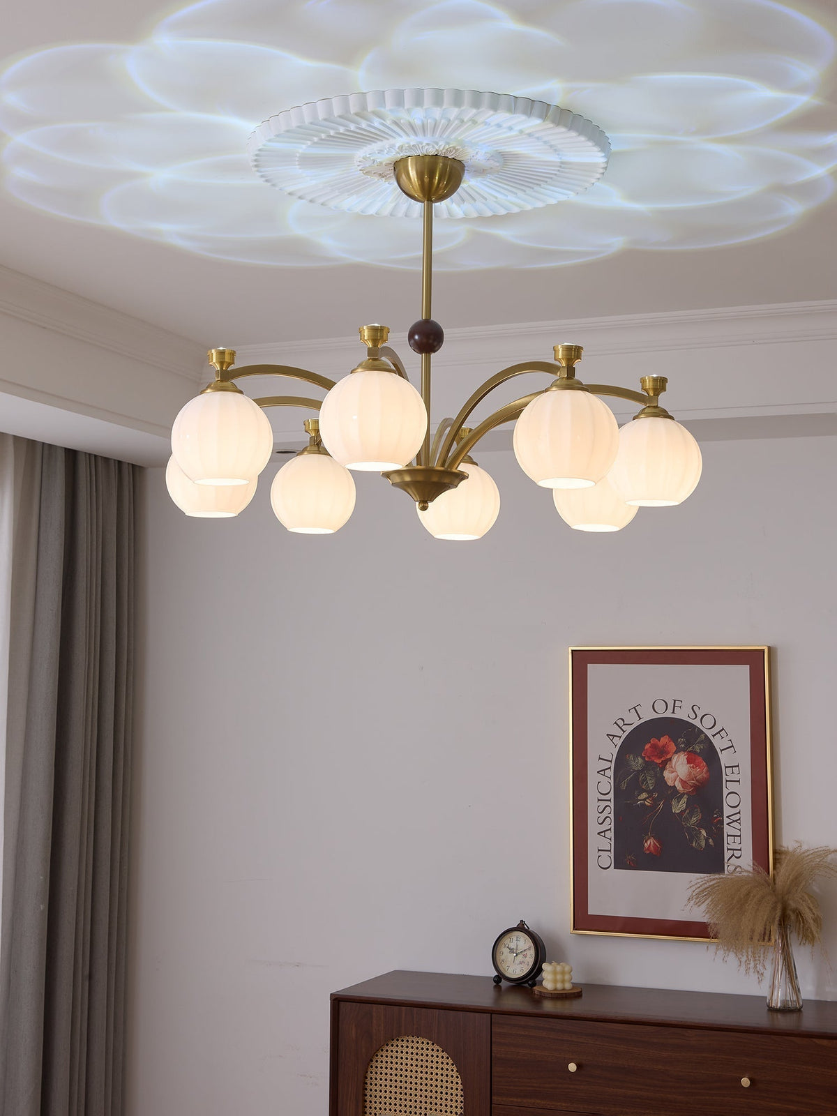 Dovios Lustre Verre Bois Vintage Élégance