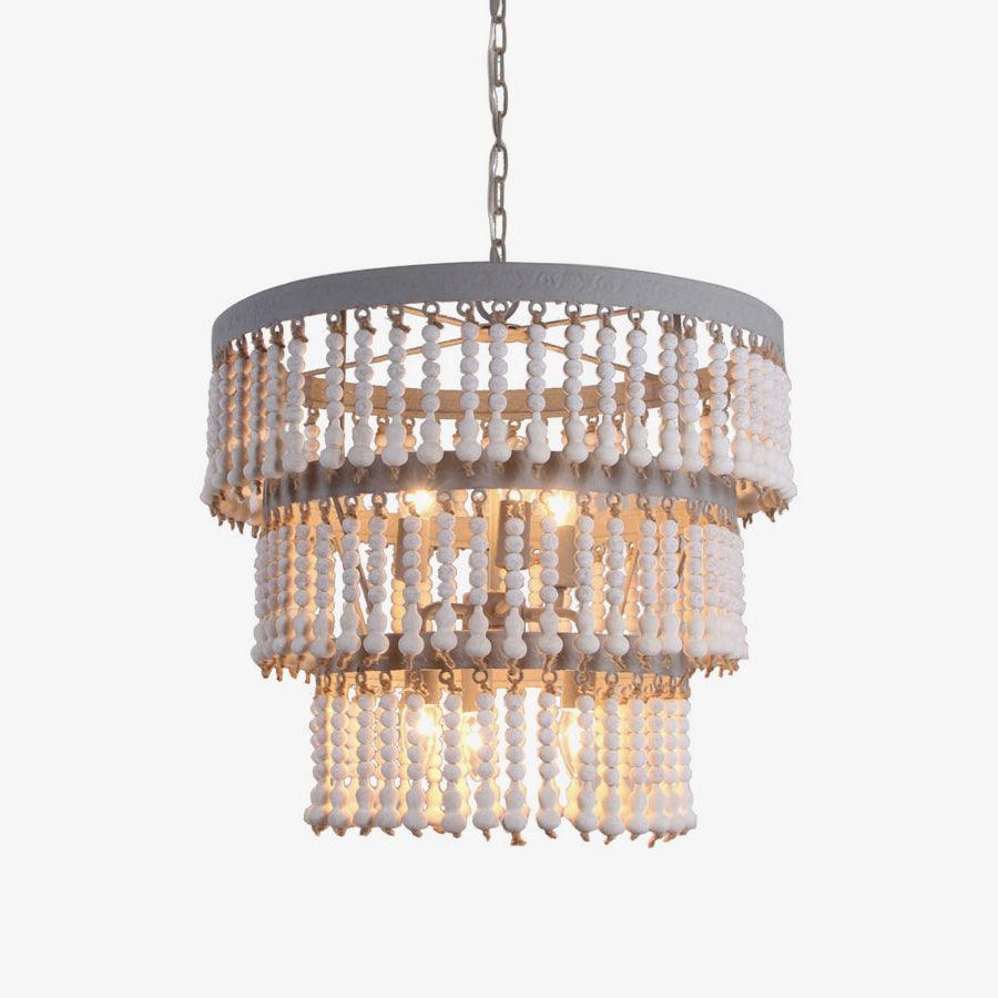 Delilia Lustre Bois Empilé Perles