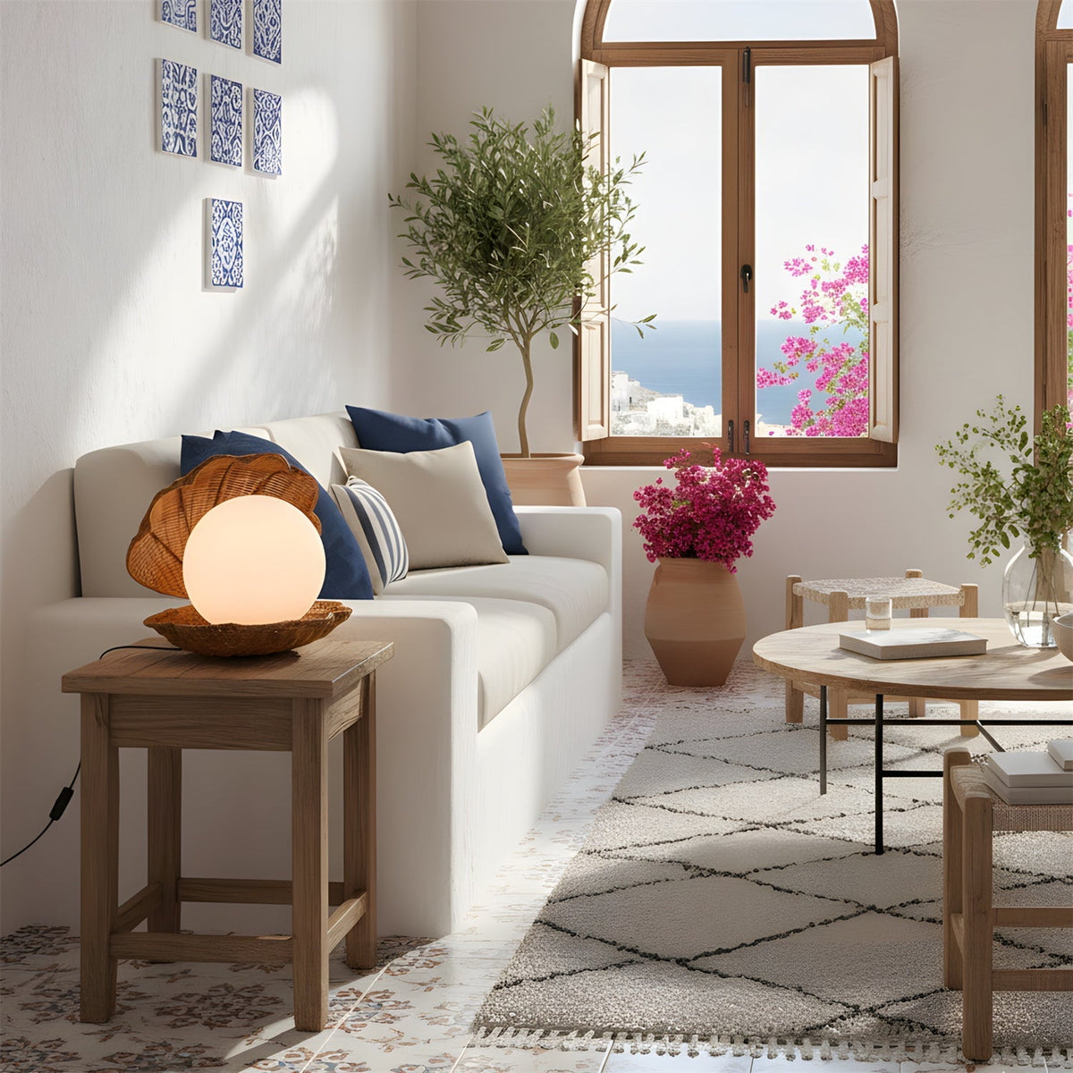 Rivuella Lampe de Table en Coquillage