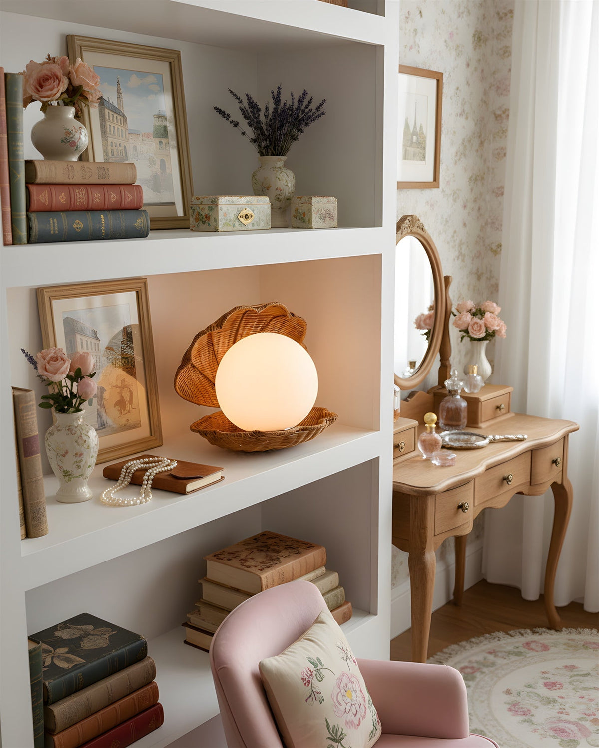 Rivuella Lampe de Table en Coquillage