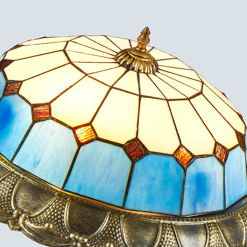 Tiffany Rétro LED Plafonnier Métal Verre Rond Chambre À Coucher