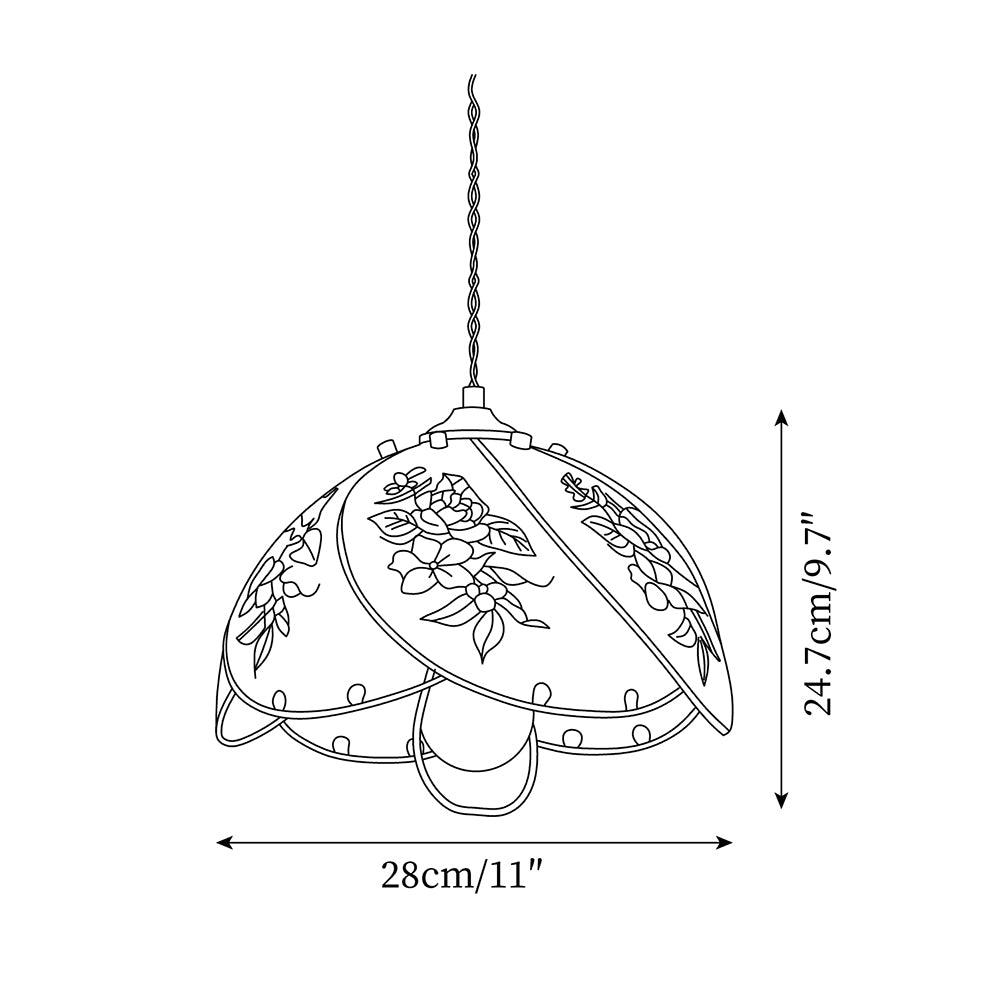 Pendant Lamp Glass Petal Shade Metal Frame Vintage-Neutral Decor