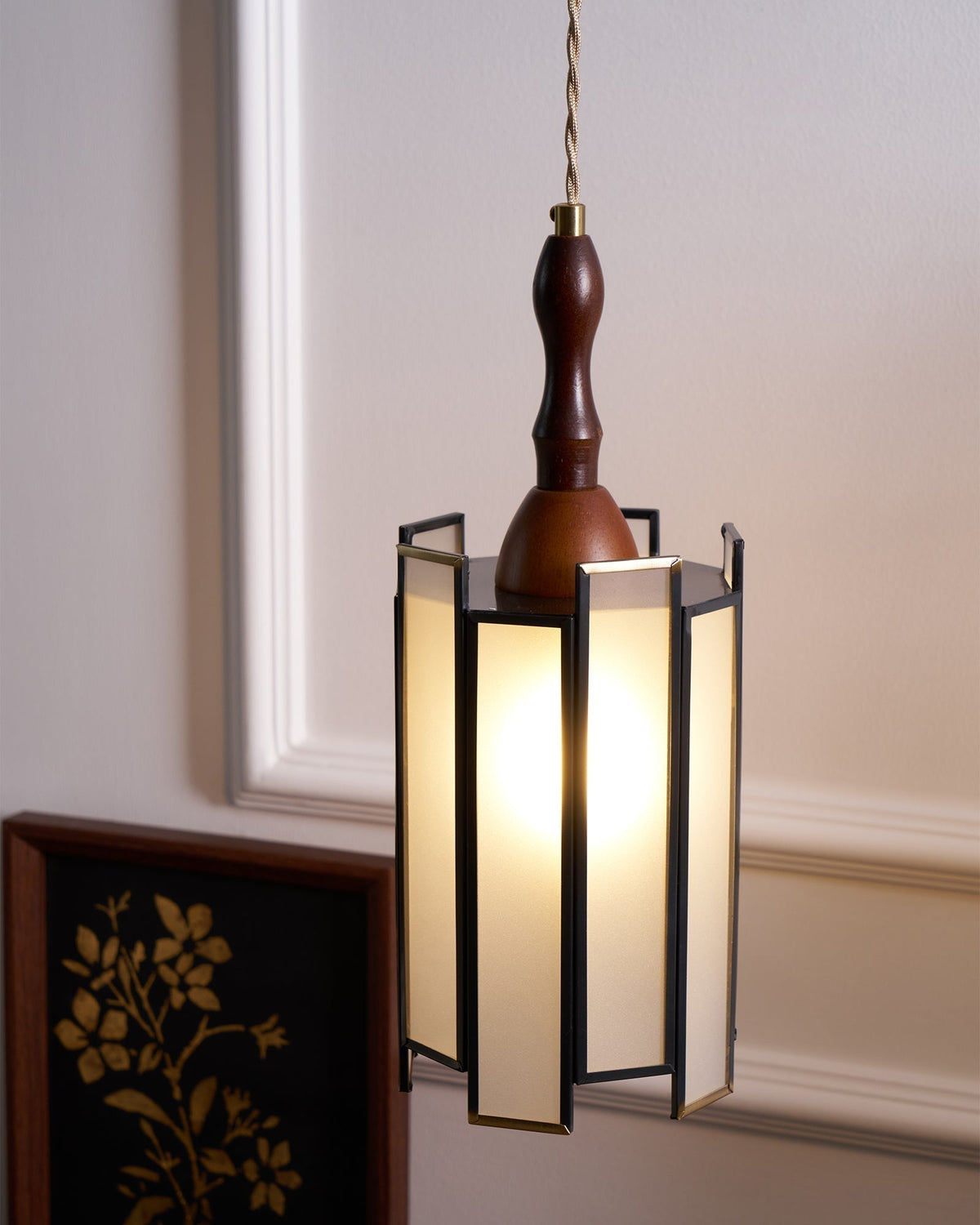 Florace Suspension Vintage en Bois et Verre