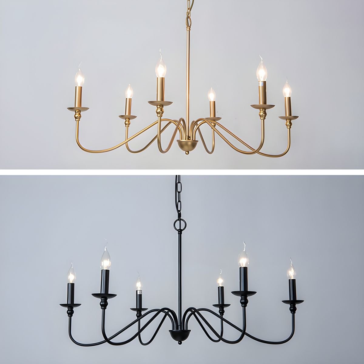 Vivio Lustre Bougie Dorée Bras Courbés