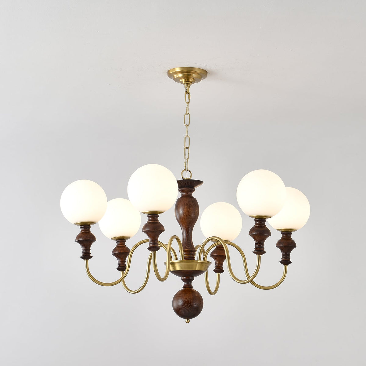 Darenoris Lustre Bois Laiton Globe Intemporel