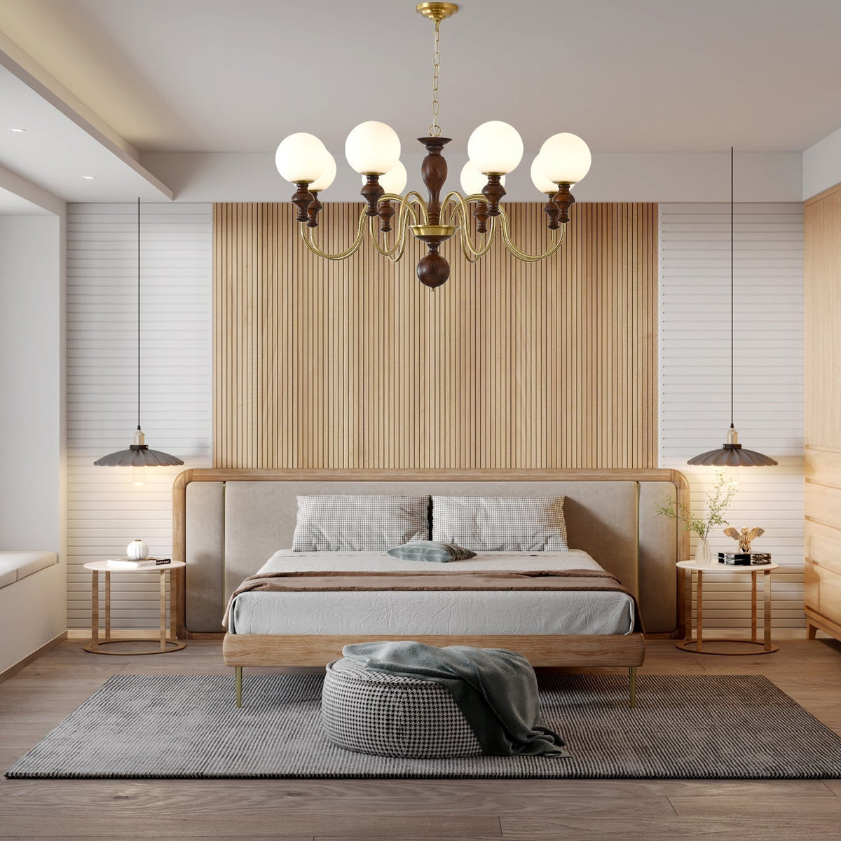 Darenoris Lustre Bois Laiton Globe Intemporel