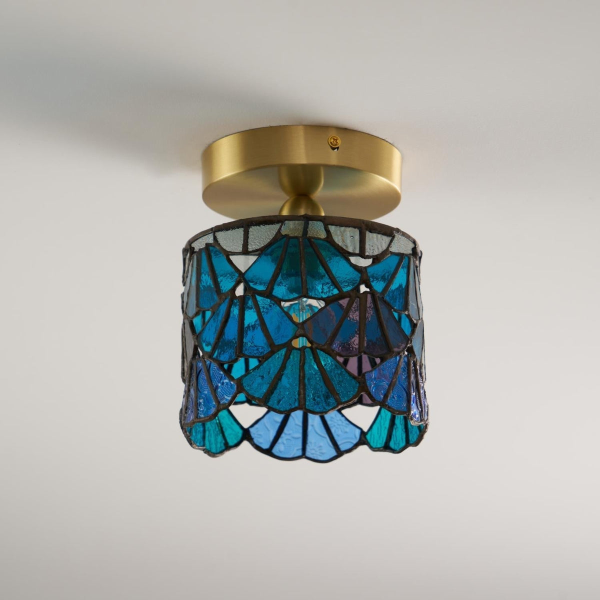 Rosavine Tiffany Stained Glass Semi Flush Mount Light-Neutral Decor