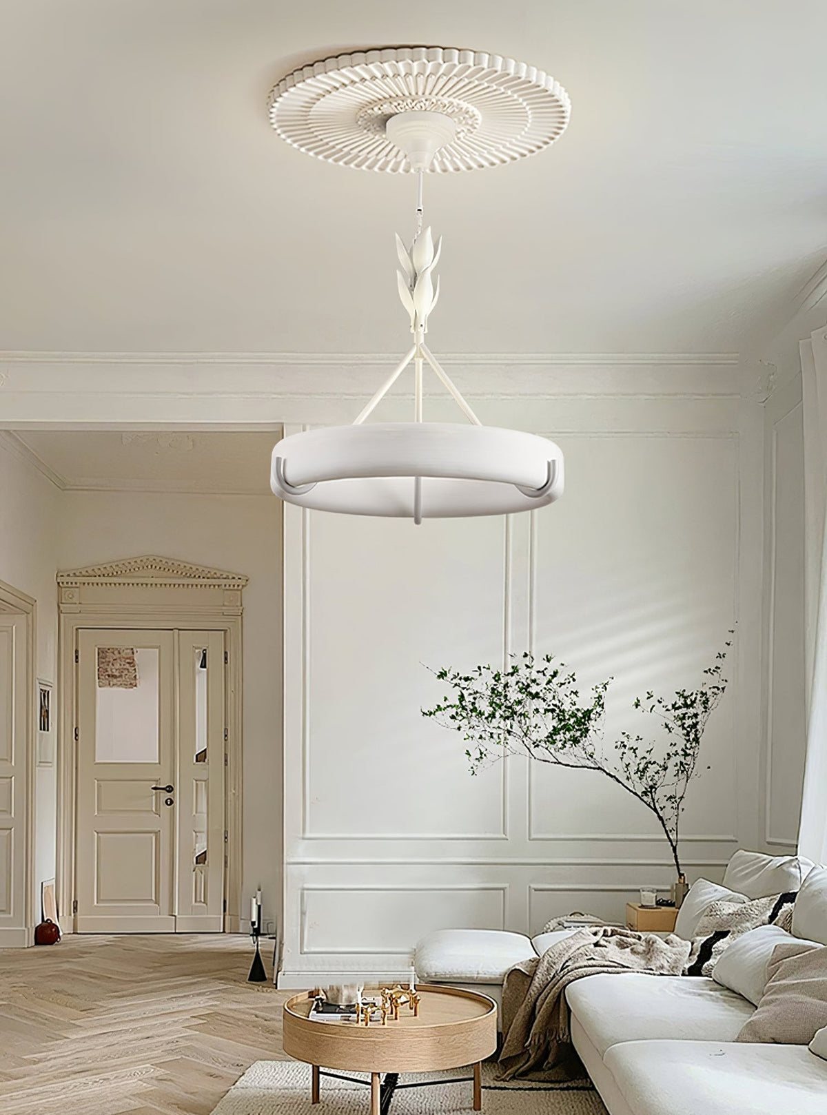 Tinsley Plaster Chandelier-Neutral Decor