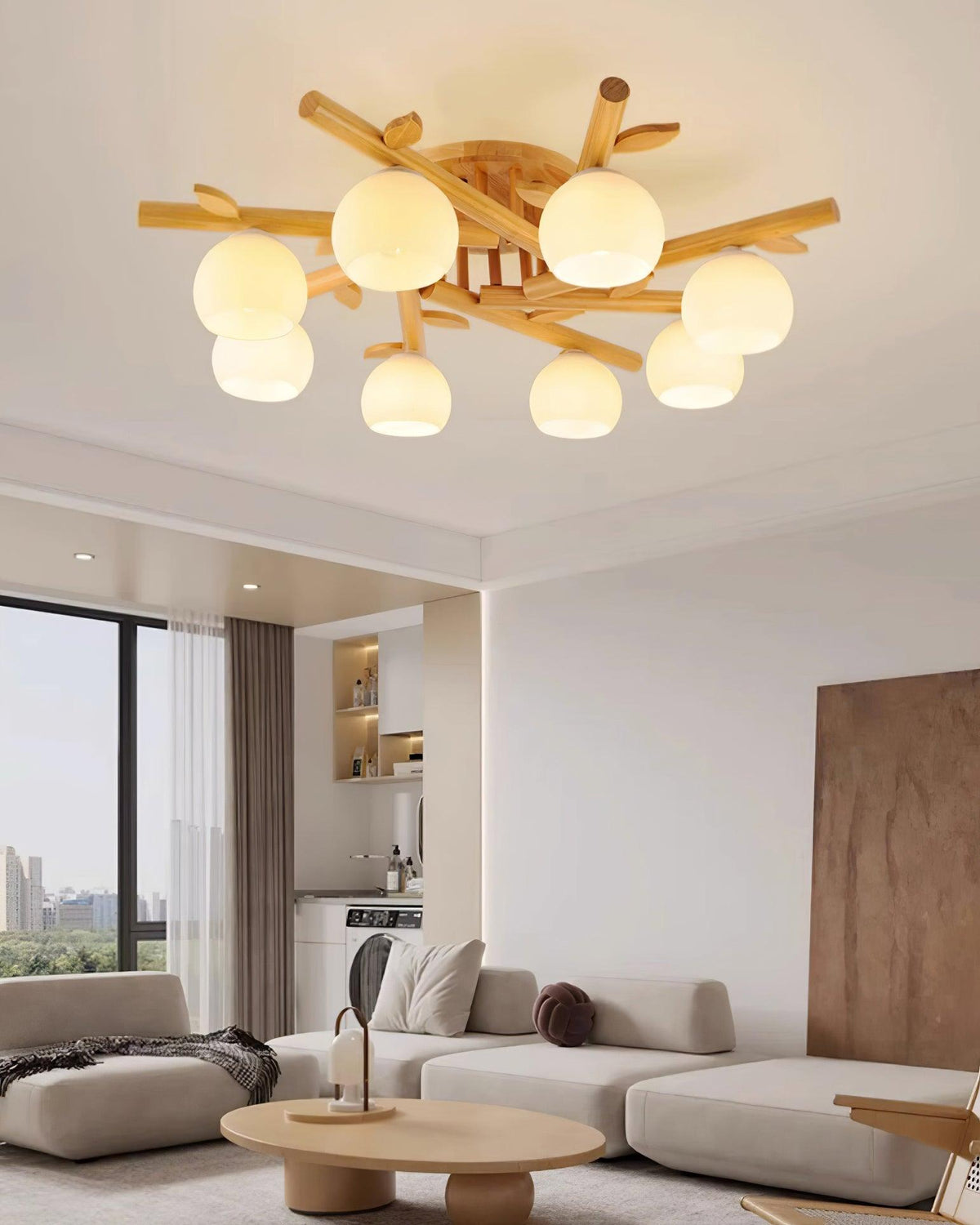 Willow Wood Minimalist Ceiling Light-Neutral Decor
