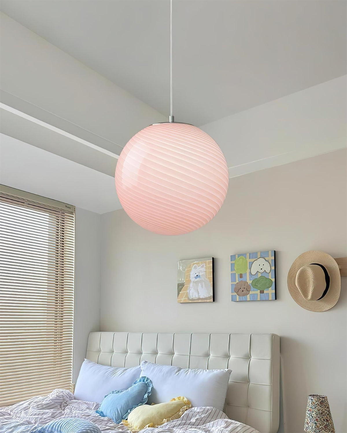 Dorvian Pendant Lamp Glass Globe Blue Modern-Neutral Decor