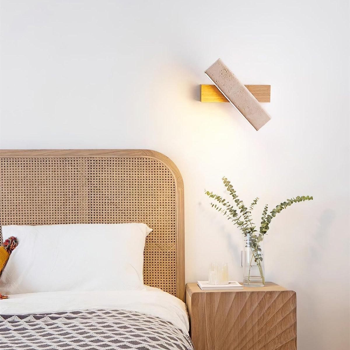 Novra Travertine Rotating Wall Lamp-Neutral Decor
