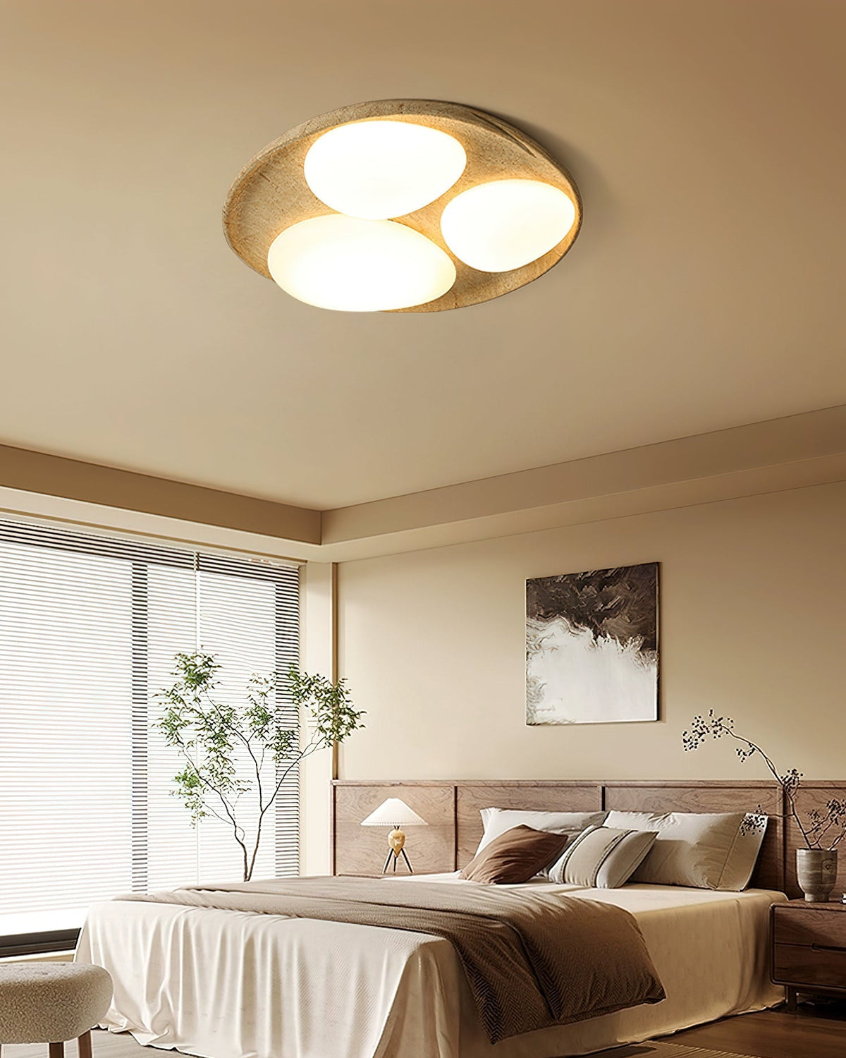 Angled view of the Topo Ceiling Light, showing its textured surface.