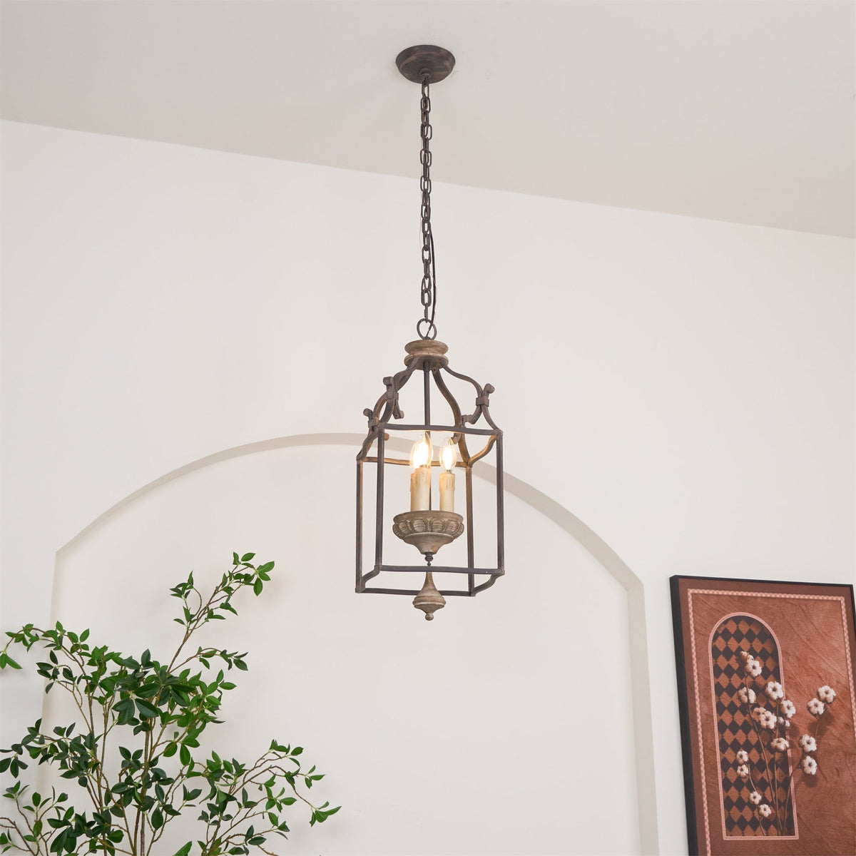 Lirexon Traditionnel Volière Sculpté à la Main Bois Lustre-Cielum