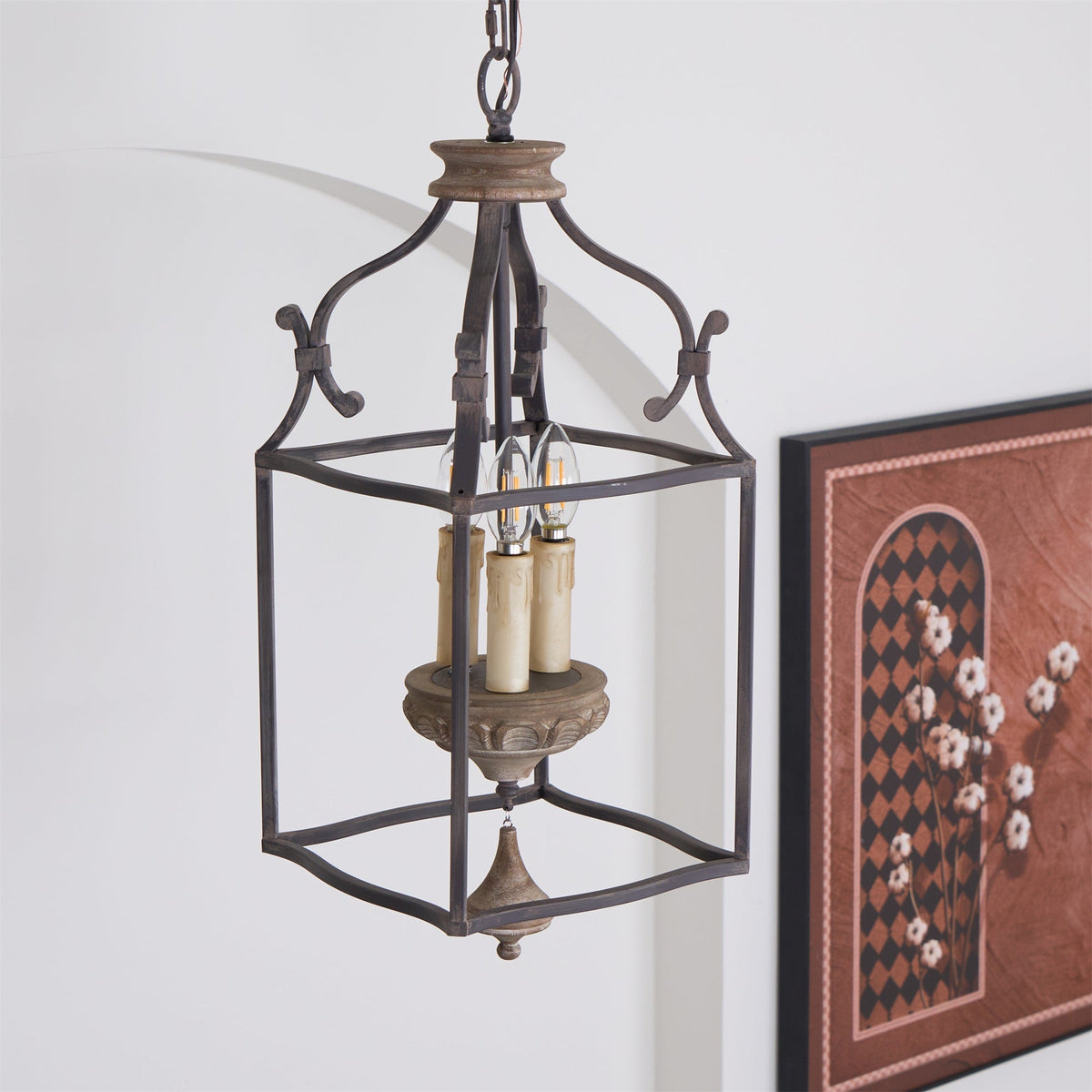Lirexon Traditionnel Volière Sculpté à la Main Bois Lustre-Cielum
