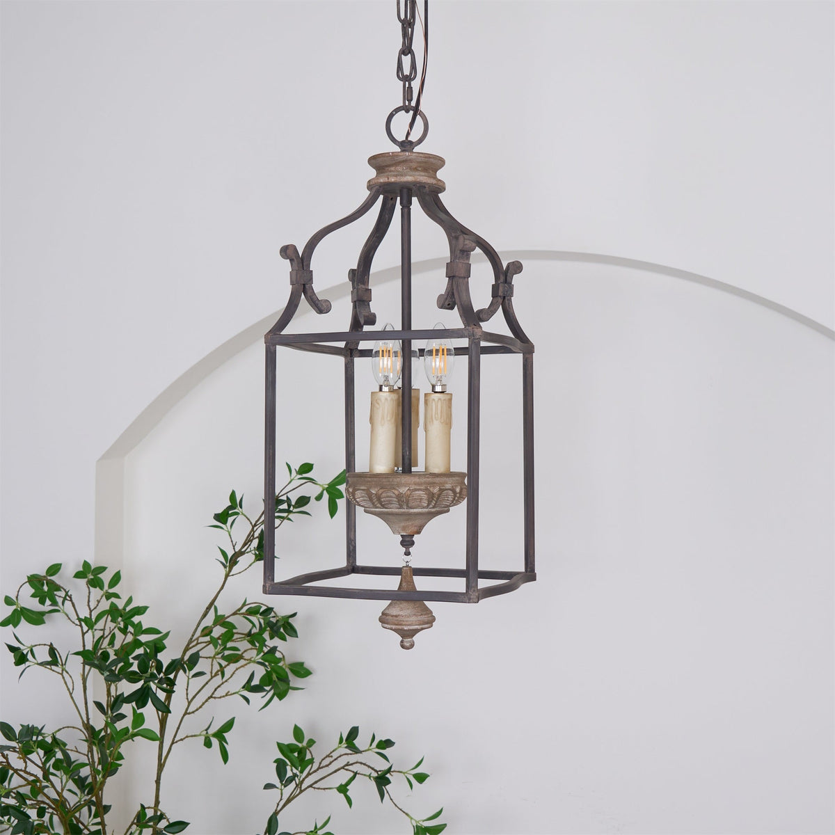 Lirexon Traditionnel Volière Sculpté à la Main Bois Lustre-Cielum