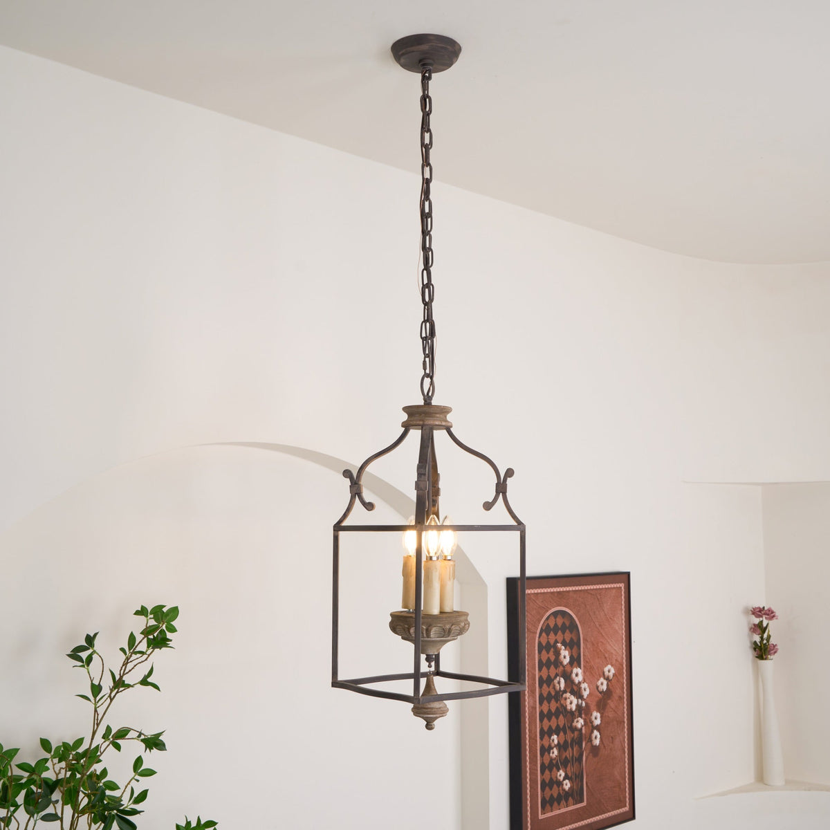 Lirexon Traditionnel Volière Sculpté à la Main Bois Lustre-Cielum