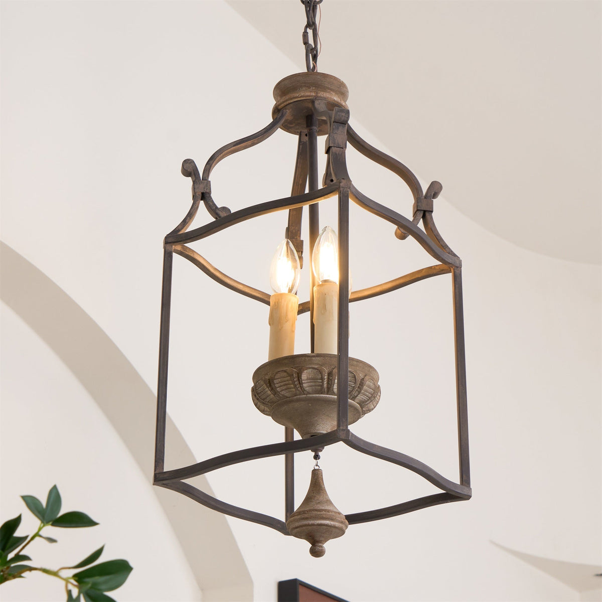 Lirexon Traditionnel Volière Sculpté à la Main Bois Lustre-Cielum