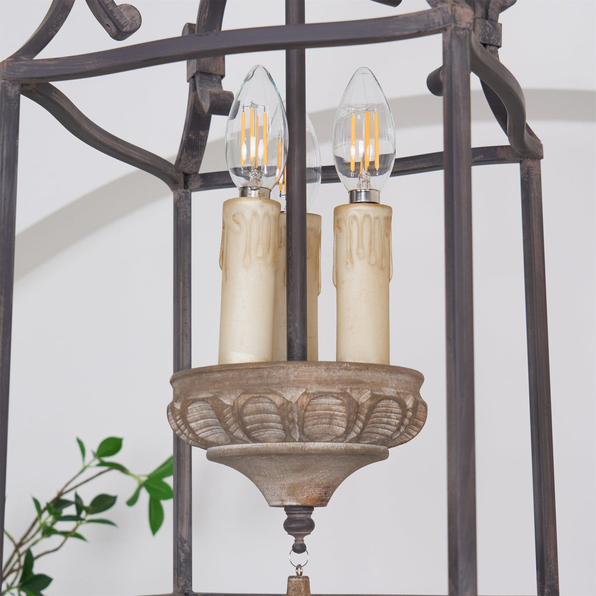 Lirexon Traditionnel Volière Sculpté à la Main Bois Lustre-Cielum
