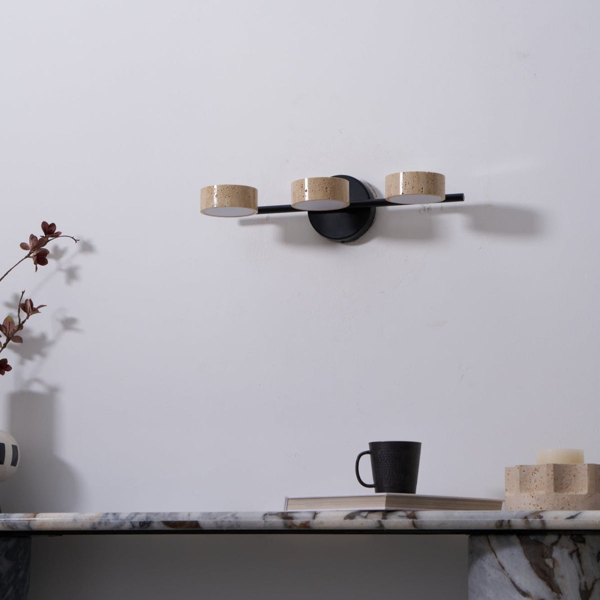 Ceshair Applique Murale Multi Tête en Travertin Lumière de Coiffeuse
