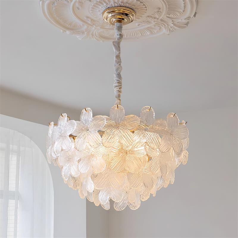 Cavine Pink Glass Flower Chandelier-Neutral Decor