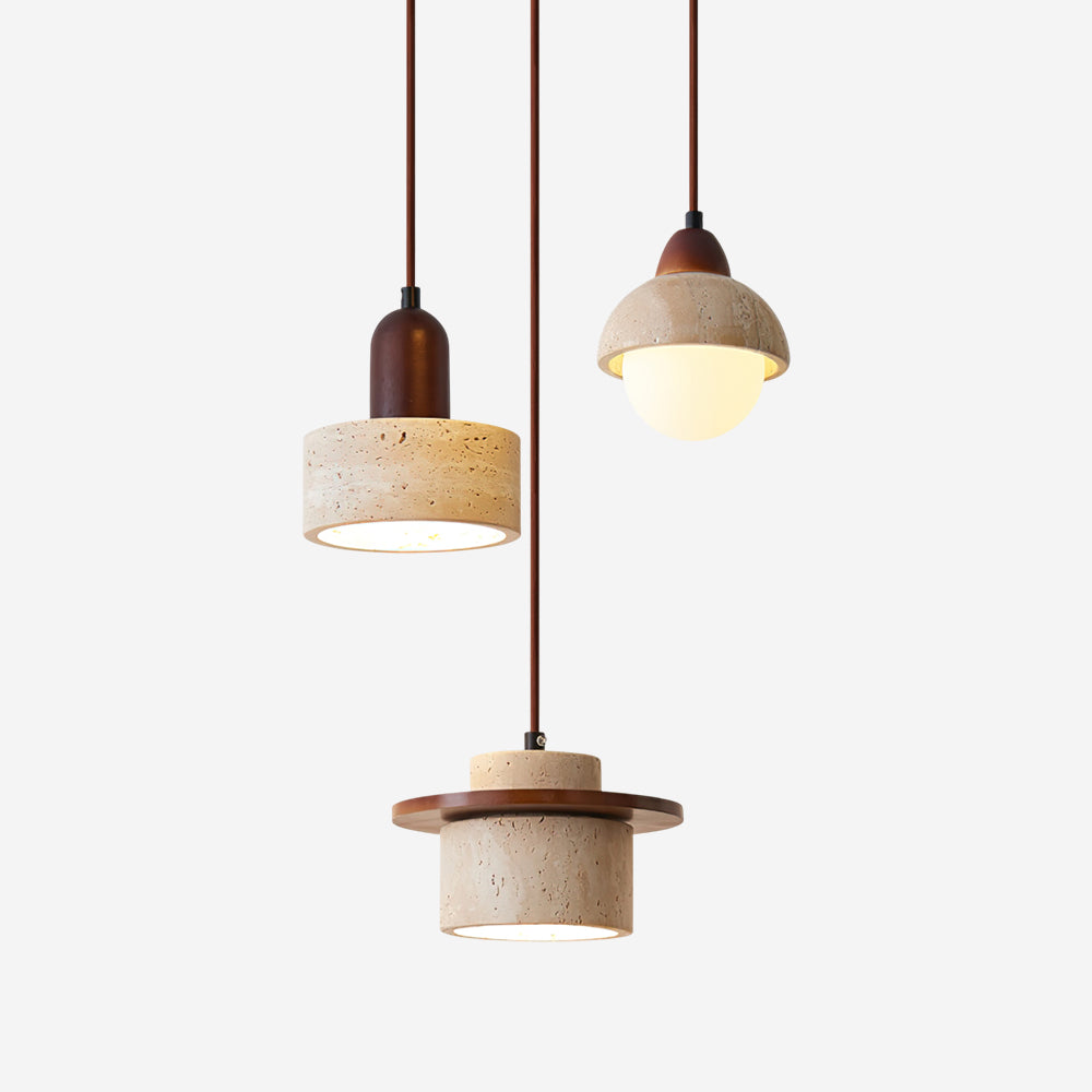 Eluno Pendant Lamp Set Multi-Light Travertine-Neutral Decor