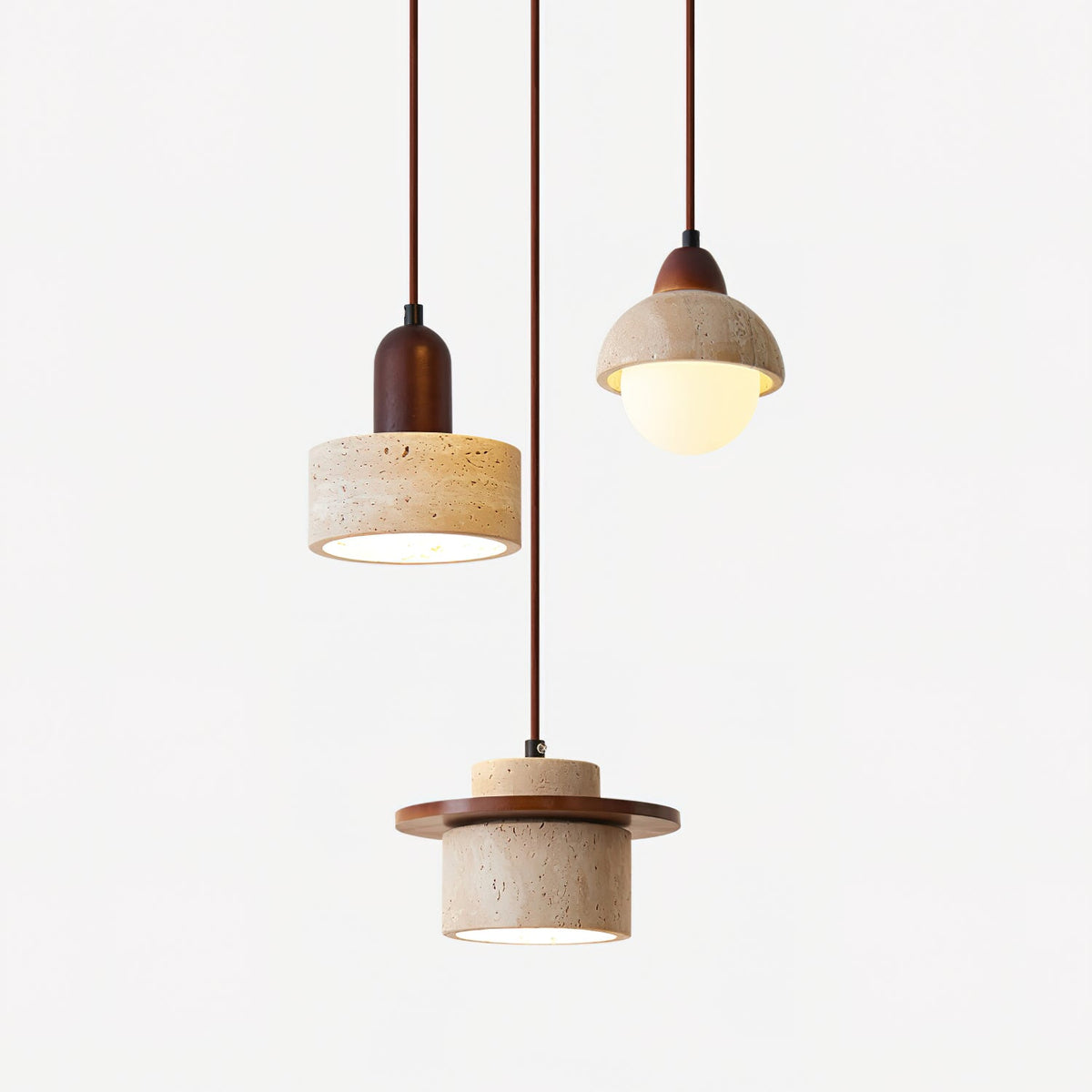 Eluno Pendant Lamp Set Multi-Light Travertine-Neutral Decor