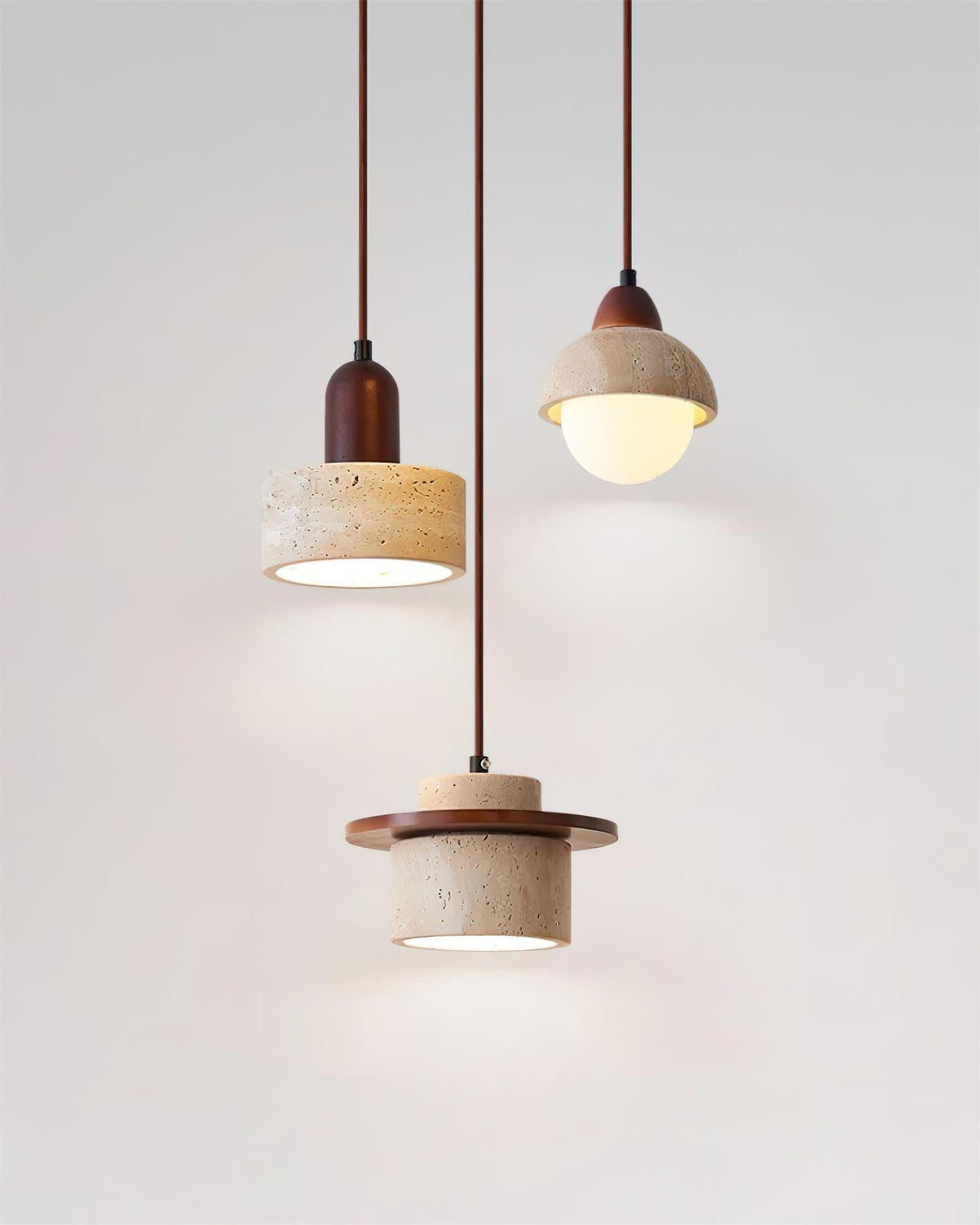 Eluno Pendant Lamp Set Multi-Light Travertine-Neutral Decor
