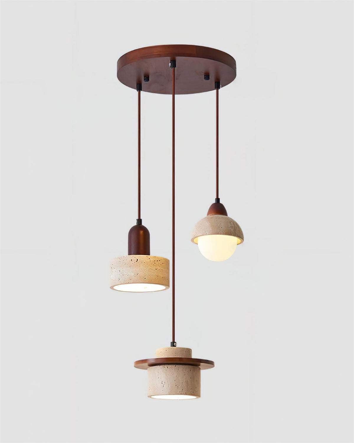 Eluno Pendant Lamp Set Multi-Light Travertine-Neutral Decor