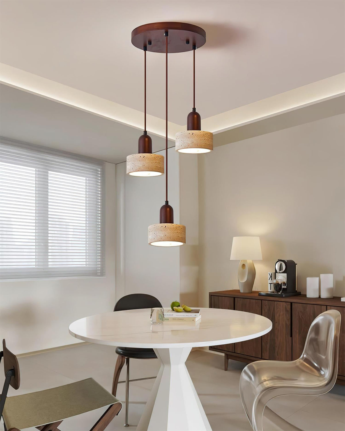 Eluno Pendant Lamp Set Multi-Light Travertine-Neutral Decor