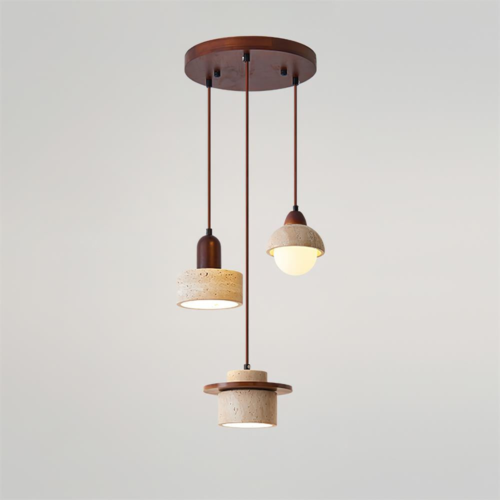 Eluno Pendant Lamp Set Multi-Light Travertine-Neutral Decor