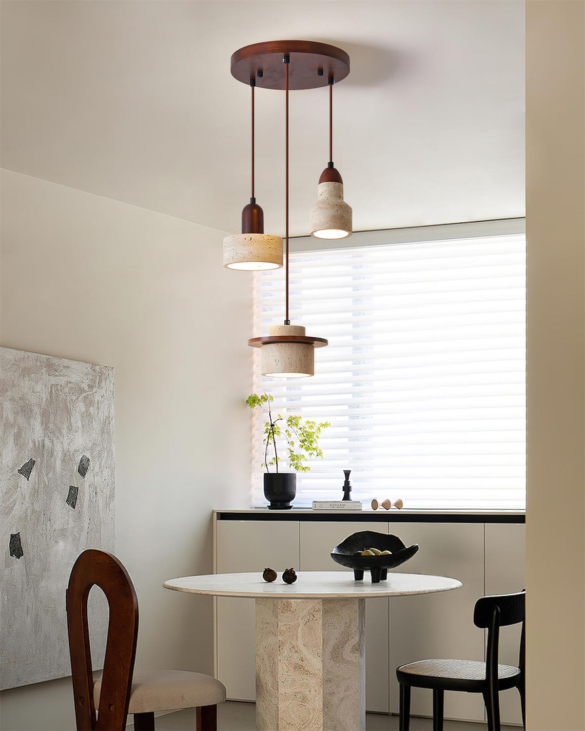 Eluno Pendant Lamp Set Multi-Light Travertine-Neutral Decor