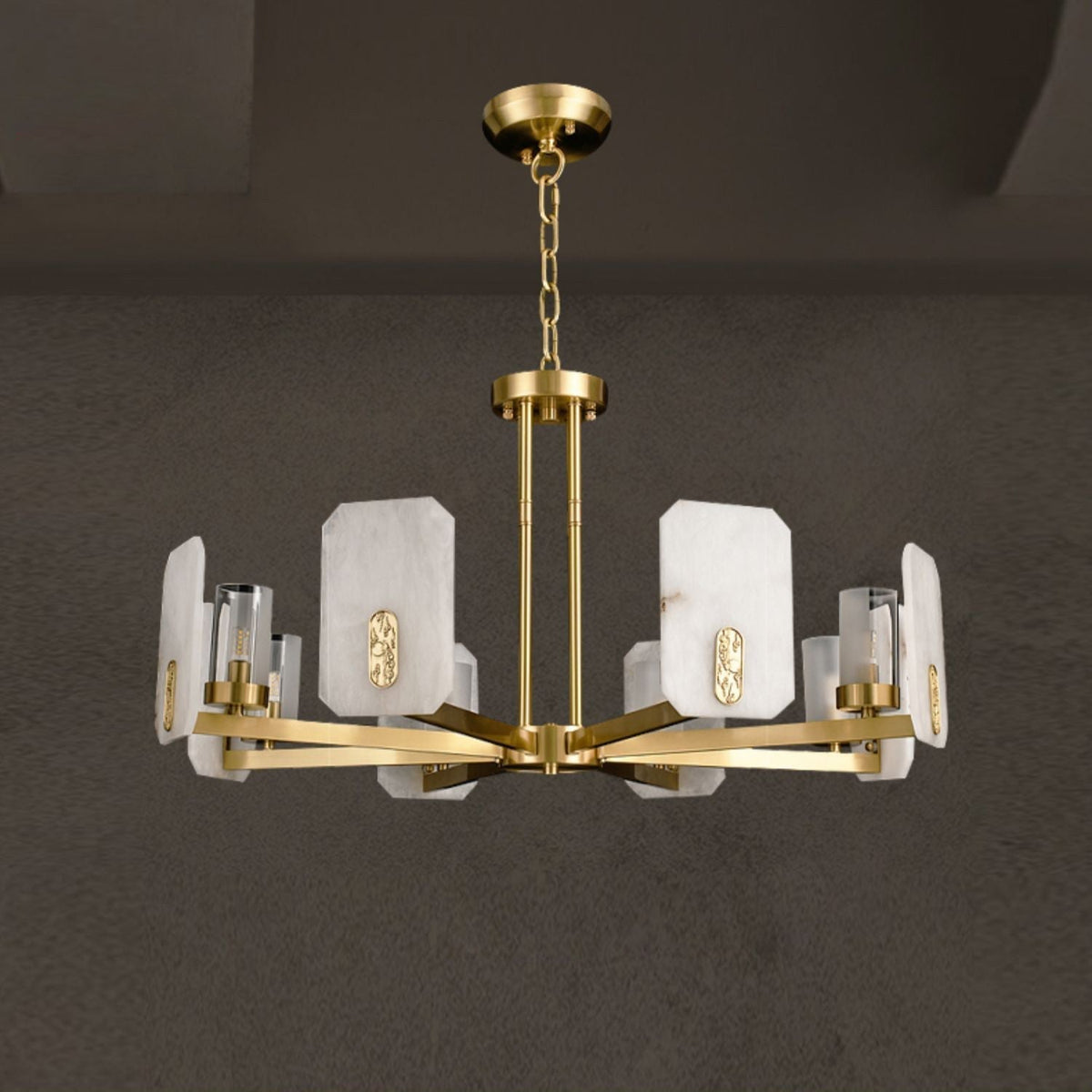 Aursorion Lustre Laiton Albâtre Luxe Postmoderne