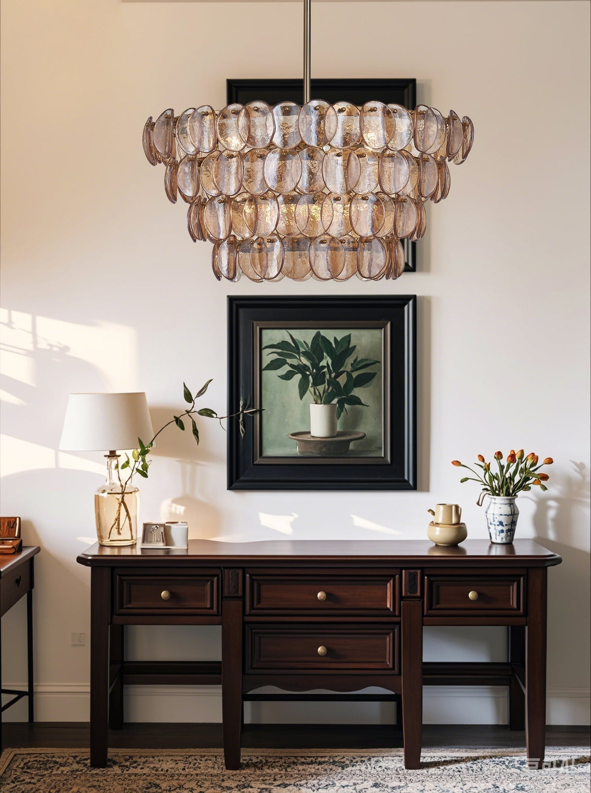 Silviel Lustre Luxueux en Verre et Laiton