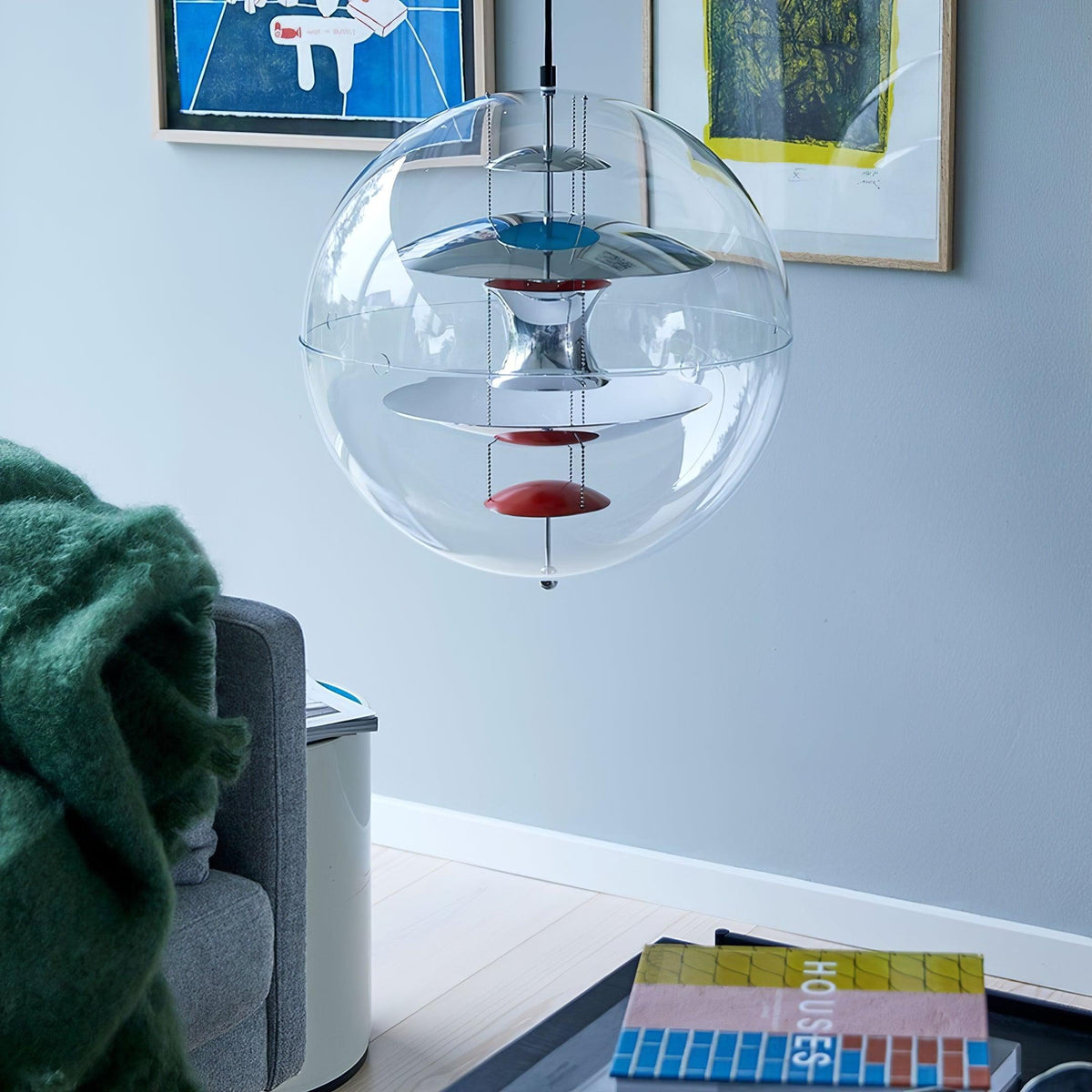 Pendant Lamp Floating Geometric Layers Clear Globe Futuristic Modern-Neutral Decor