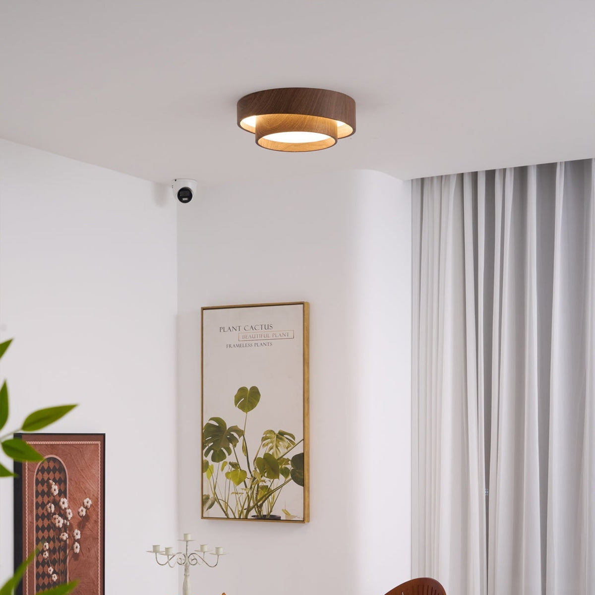 Wavin Plafonnier Double Anneaux Couleur Noyer