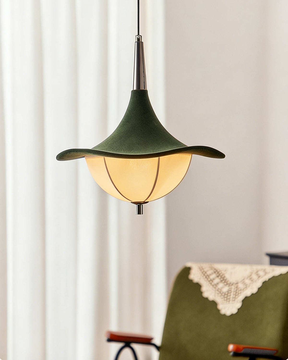 Vadar Pendant Light in white, front view.