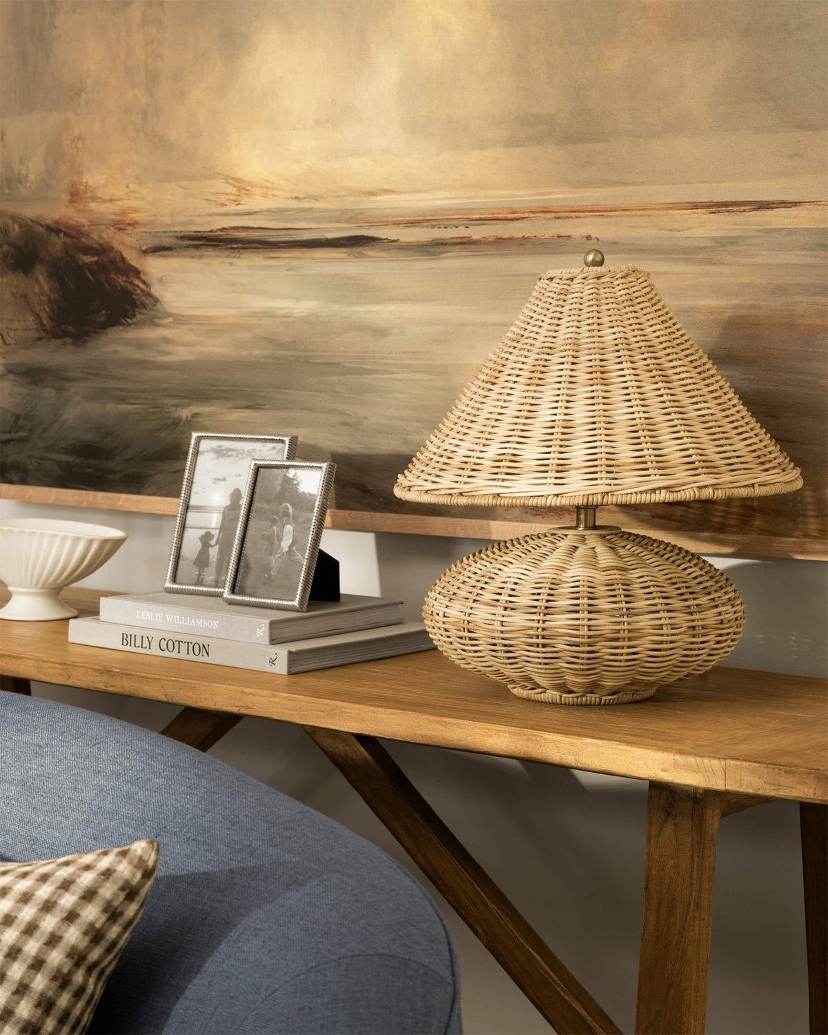 Bobine Table Lamp in a modern bohemian-style living room setting.