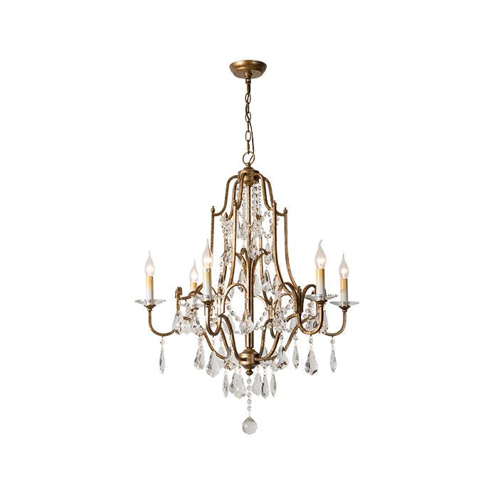 Valius Lustre en Fer Cristal Candelabre Vintage