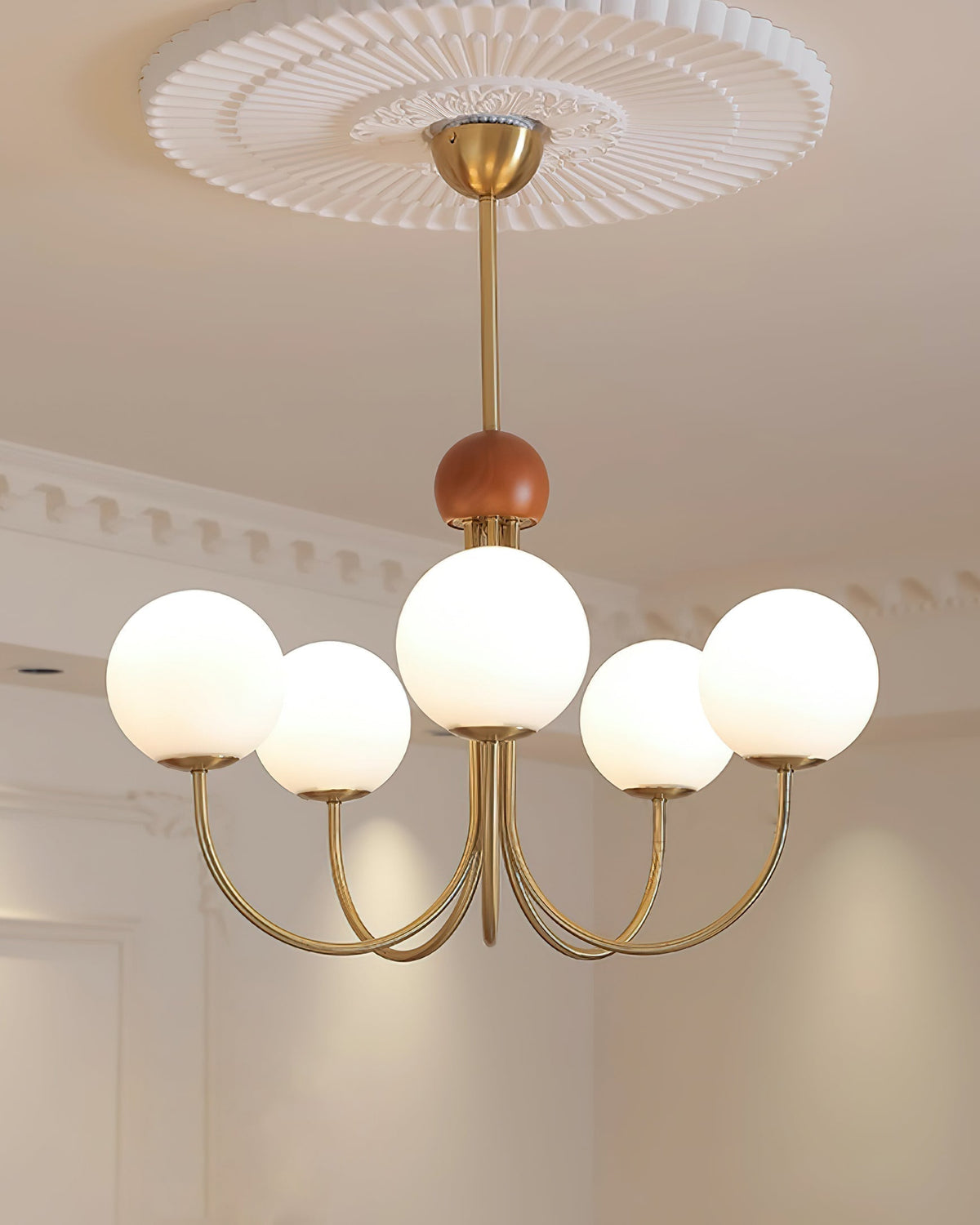 Sola Modern Brass and Globe Glass Chandelier-Neutral Decor