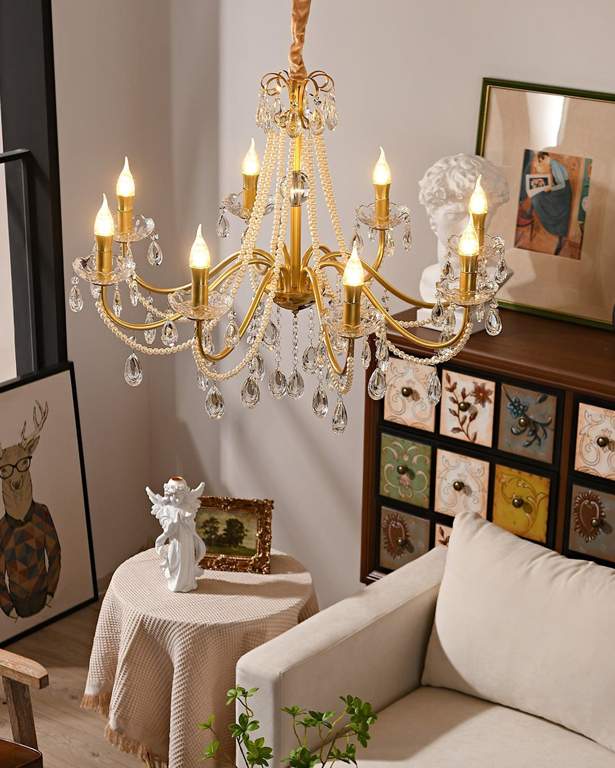Elysion Gold Crystal Chandelier-Neutral Decor