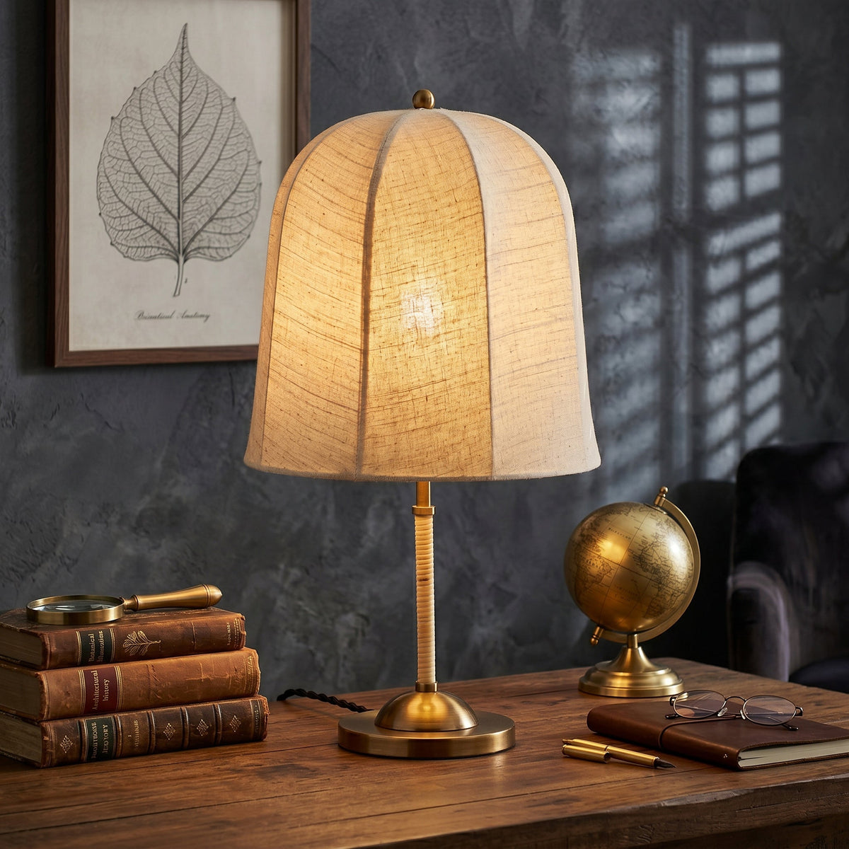 Vanna Table Lamp illuminating a living room side table.