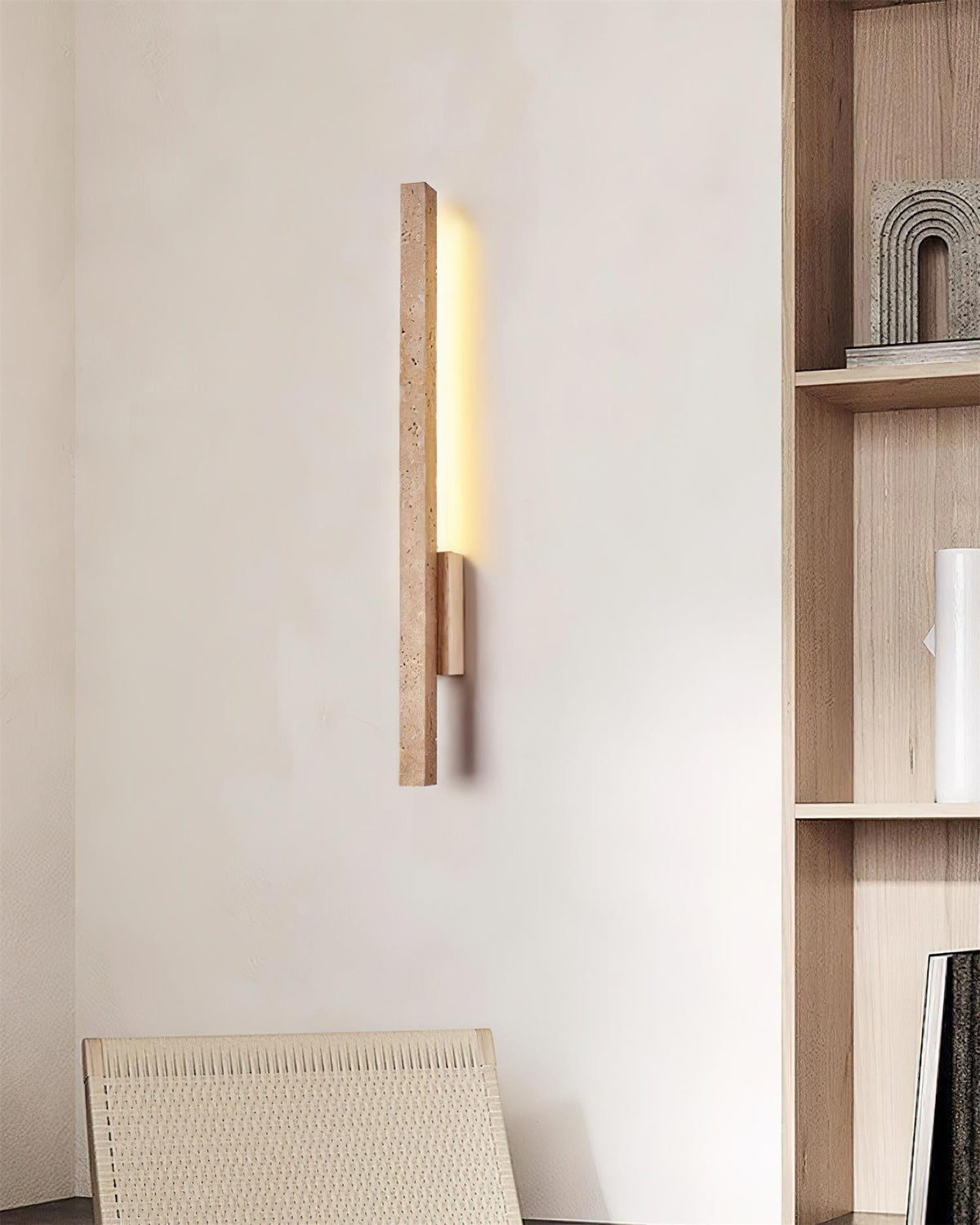 Corvella Wall Lamp Slim Linear Travertine Minimalist-Neutral Decor