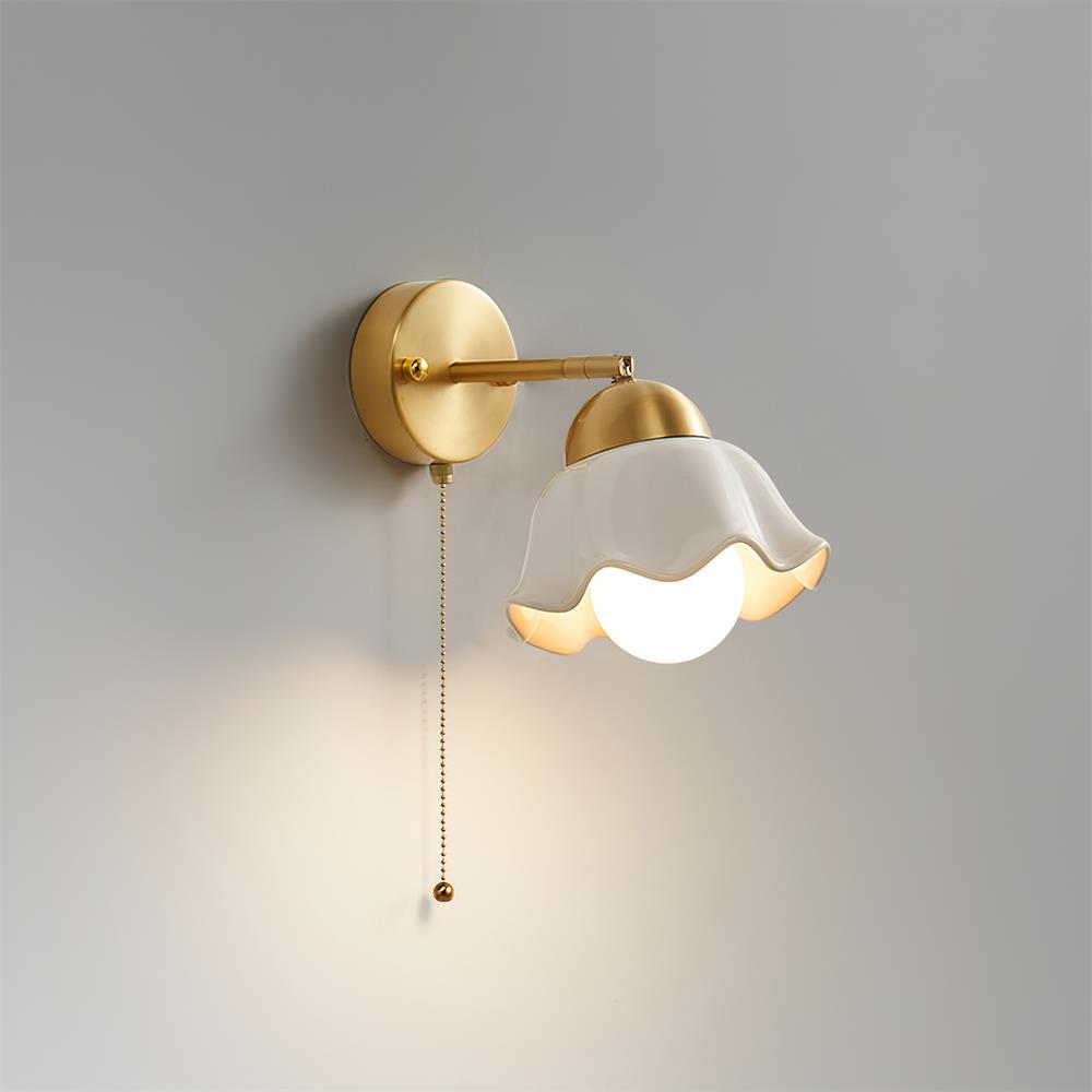 Wall Lamp Brass and Ceramic Wavy Shade Globe Accent Retro Artistic-Neutral Decor
