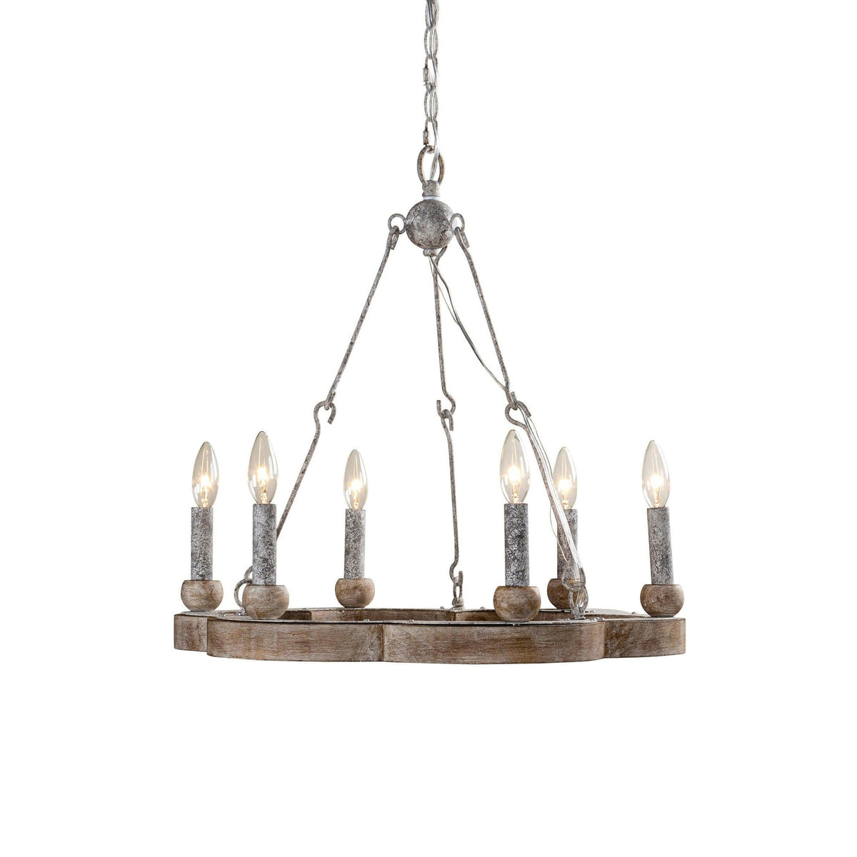 Mysilora Lustre Industriel Vintage Roue Bois Métal