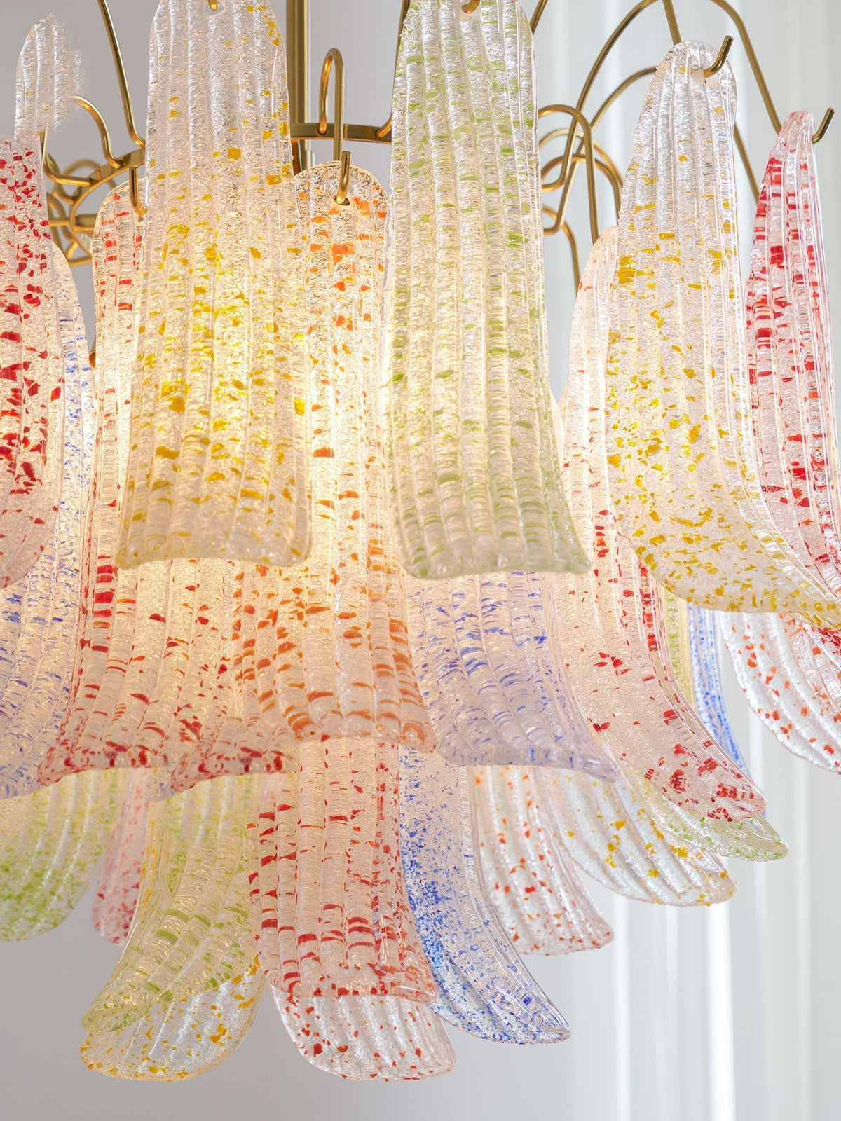 Chandelier Glass Petals Metal Frame Colorful Artistic Ambience-Neutral Decor