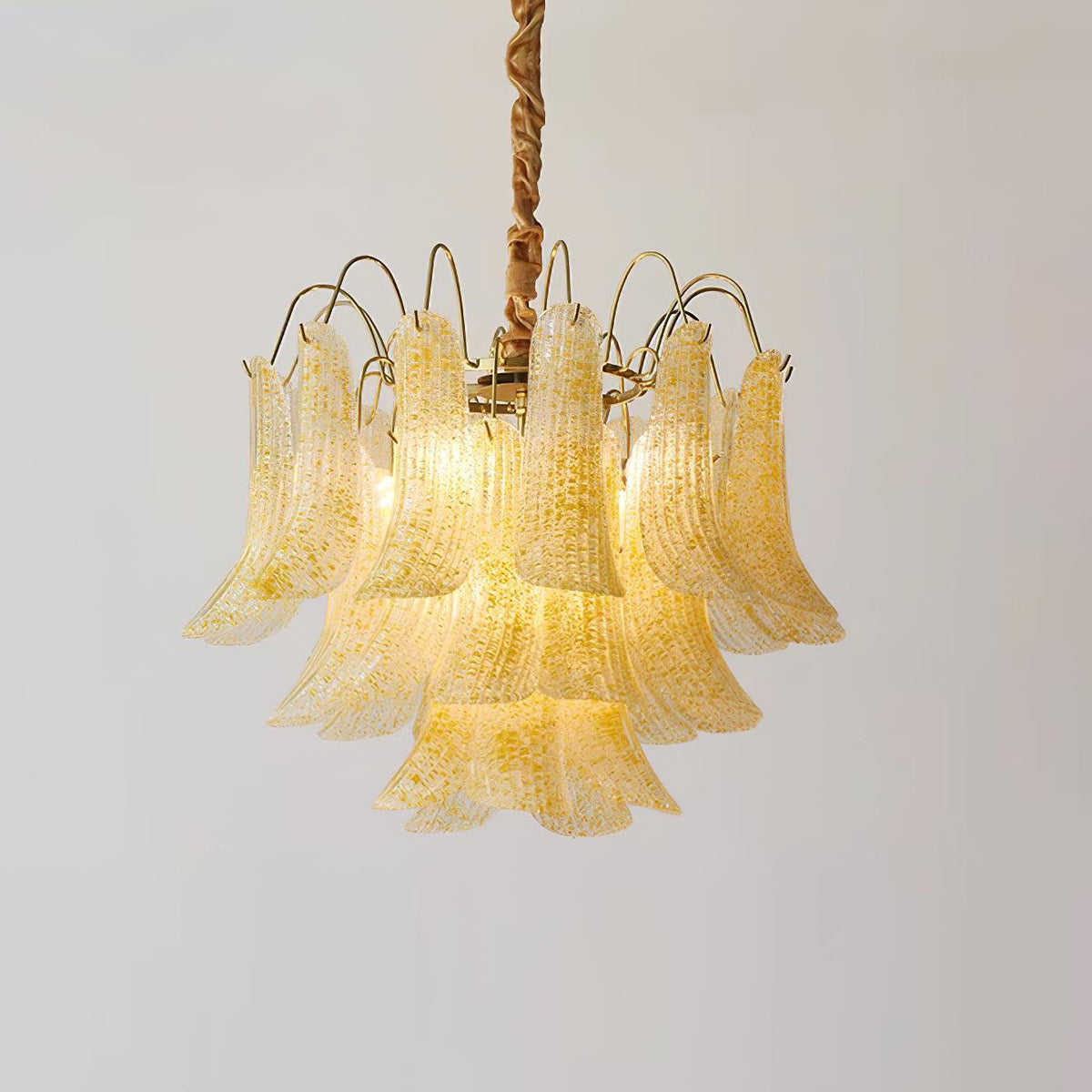 Chandelier Glass Petals Metal Frame Colorful Artistic Ambience-Neutral Decor
