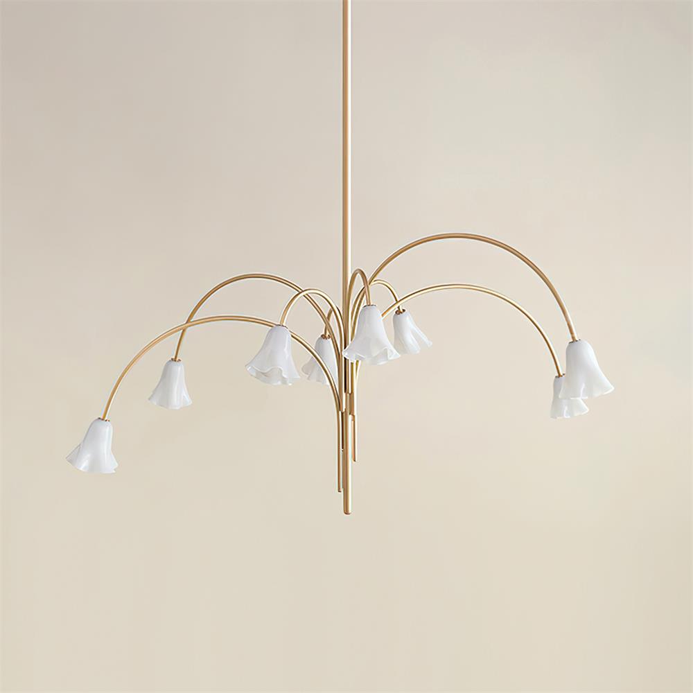 Eloria Chandelier Flower-Shaped Glass Gold Arms-Neutral Decor