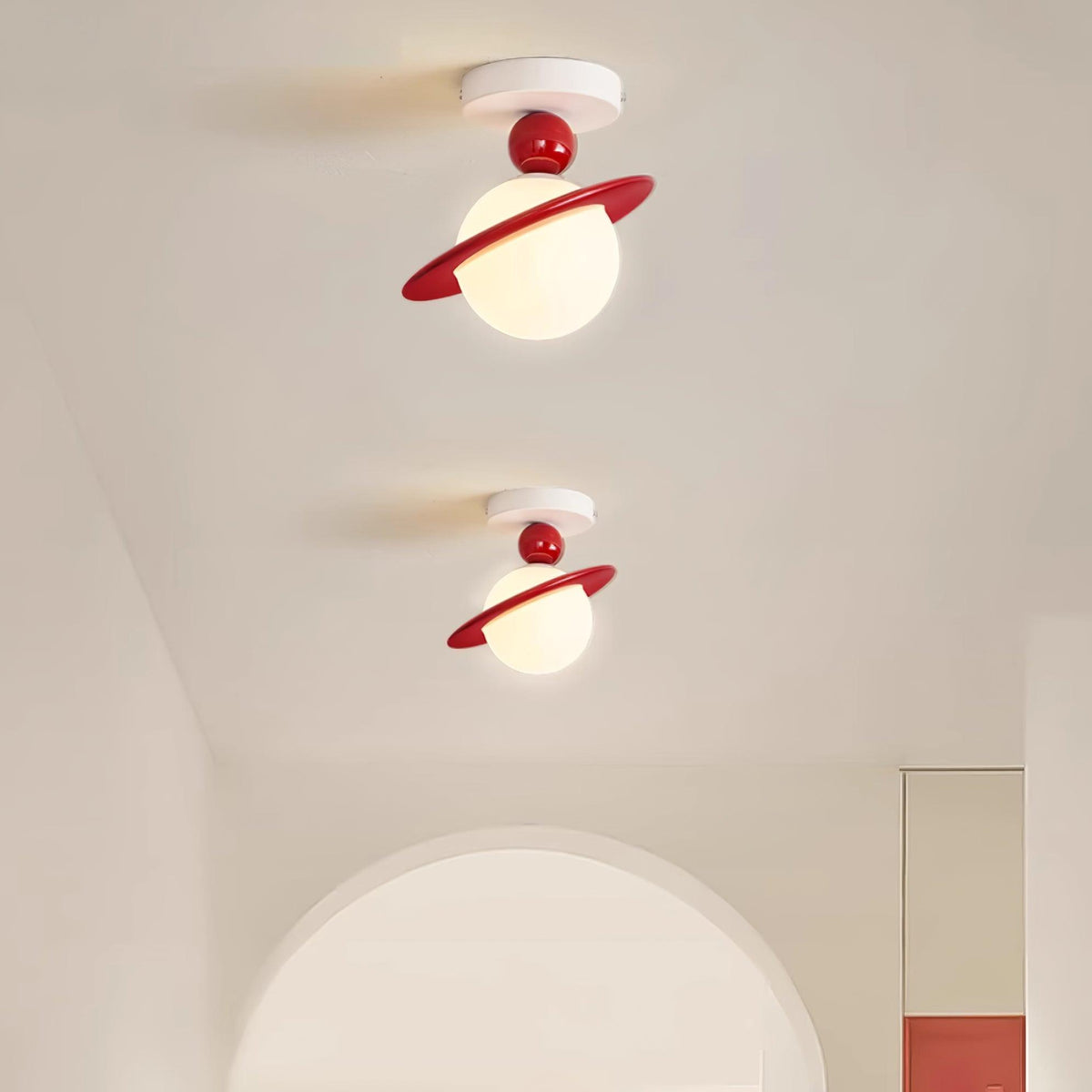 Selvian Ceiling Light Red and White Sputnik Retro-Neutral Decor
