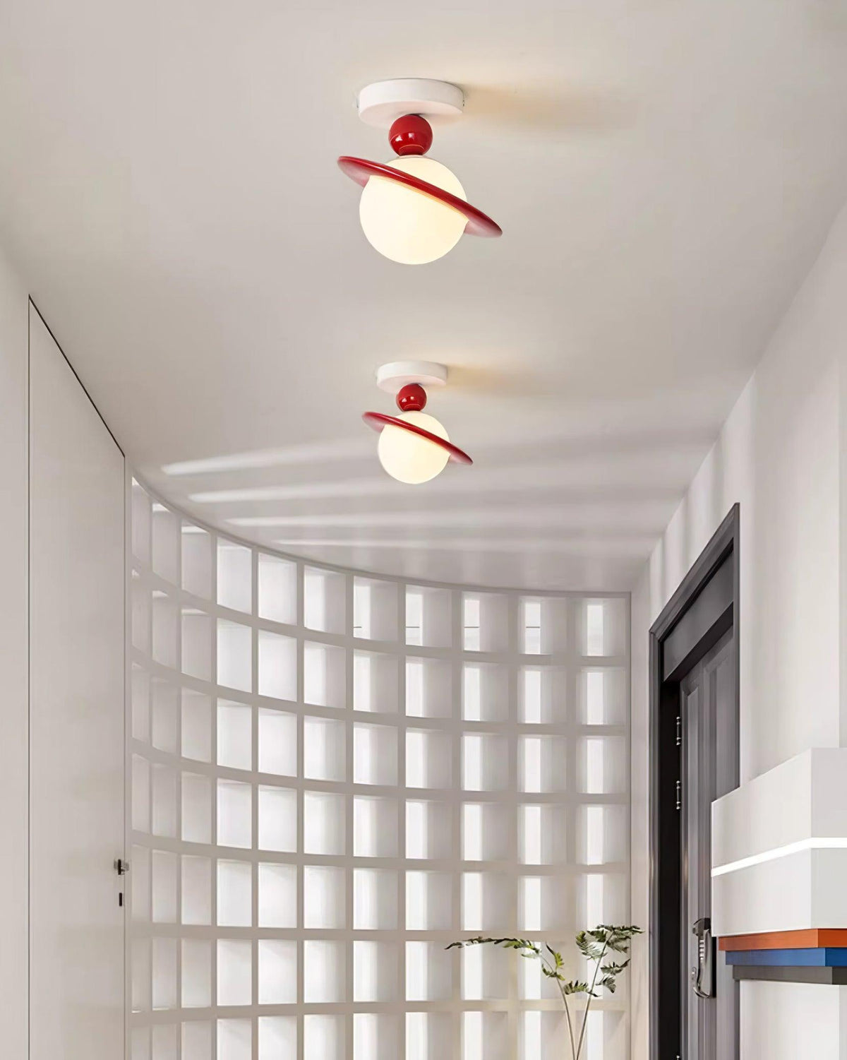Selvian Ceiling Light Red and White Sputnik Retro-Neutral Decor